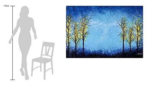 KunstLoft XXL Gemälde Sommer im Blick 180x120cm | Original handgemalte Bilder | Baum Blau Gelb Äste | Leinwand-Bild Ölfarbegemälde Einteilig groß | Modernes Kunst Ölfarbebild