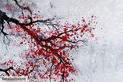 KunstLoft XXL Gemälde Fertile Tree 180x120cm | Original handgemalte Bilder | AST Baum Rot Grau | Leinwand-Bild Ölfarbegemälde Einteilig groß | Modernes Kunst Ölfarbebild