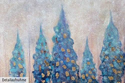 KunstLoft XXL Gemälde Hain des Atlas 180x120cm | Original handgemalte Bilder | Bäume Grün Gold Blau | Leinwand-Bild Ölfarbegemälde Einteilig groß | Modernes Kunst Ölfarbebild