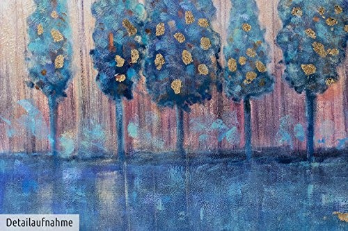 KunstLoft XXL Gemälde Hain des Atlas 180x120cm | Original handgemalte Bilder | Bäume Grün Gold Blau | Leinwand-Bild Ölfarbegemälde Einteilig groß | Modernes Kunst Ölfarbebild