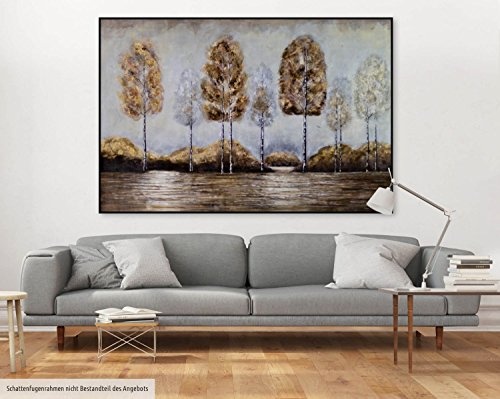 KunstLoft® XXL Gemälde Autunno d´Oro 180x120cm | original handgemalte Bilder | Gold Braun Bäume Landschaft | Leinwand-Bild Ölgemälde einteilig groß | Modernes Kunst Ölbild