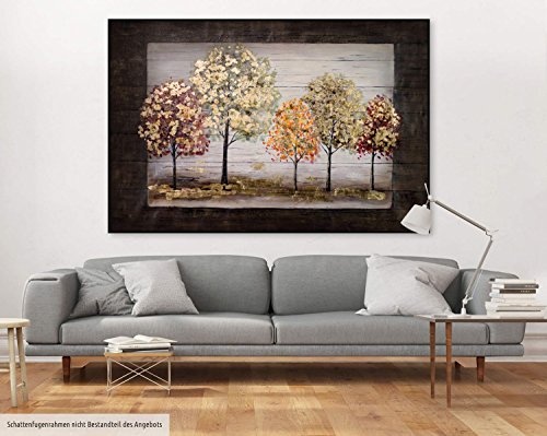 KunstLoft® XXL Gemälde Vergoldetes Laub 180x120cm | original handgemalte Bilder | Bäume Wald Herbst Gold Braun | Leinwand-Bild Ölgemälde einteilig groß | Modernes Kunst Ölbild