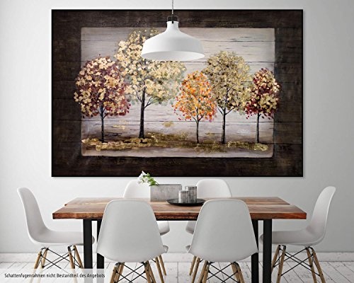 KunstLoft® XXL Gemälde Vergoldetes Laub 180x120cm | original handgemalte Bilder | Bäume Wald Herbst Gold Braun | Leinwand-Bild Ölgemälde einteilig groß | Modernes Kunst Ölbild