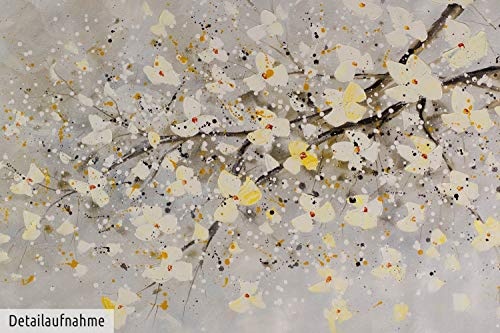KunstLoft® XXL Gemälde Unwound 200x100cm | original handgemalte Bilder | Frühling Baum Blüten Modern beige grau | Leinwand-Bild Ölgemälde einteilig groß | Modernes Kunst Ölbild