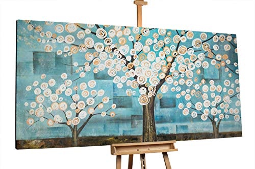 KunstLoft® XXL Gemälde Magical Forest 200x100cm | original handgemalte Bilder | Baum Wald Blau Braun Modern | Leinwand-Bild Ölgemälde einteilig groß | Modernes Kunst Ölbild