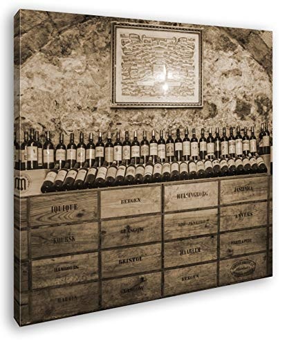 deyoli Alter Weinkeller in Burgund im Format: 70x70 Effekt: Sepia als Leinwandbild, Motiv auf Echtholzrahmen, Hochwertiger Digitaldruck mit Rahmen, Kein Poster oder Plakat