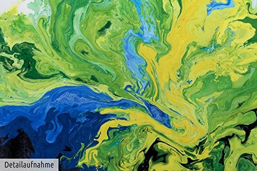 KunstLoft XXL Gemälde Tropischer Garten 180x120cm | Original handgemalte Bilder | Abstrakt Grün Gelb Blau | Leinwand-Bild Ölgemälde Einteilig groß | Modernes Kunst Ölbild