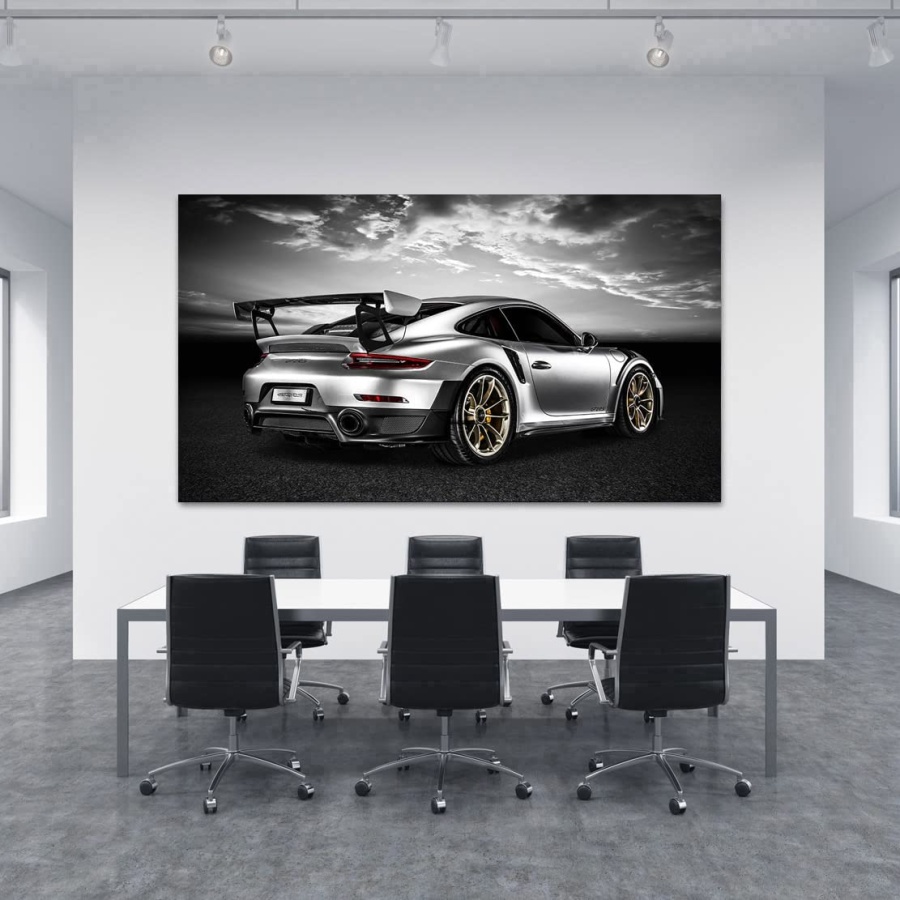 Kunstgestalten24 Leinwandbild Porsche GT2 RS Sunset Wandbild Kunstdruck Wohnzimmer Deko