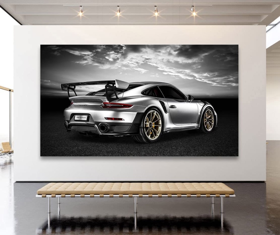 Kunstgestalten24 Leinwandbild Porsche GT2 RS Sunset Wandbild Kunstdruck Wohnzimmer Deko