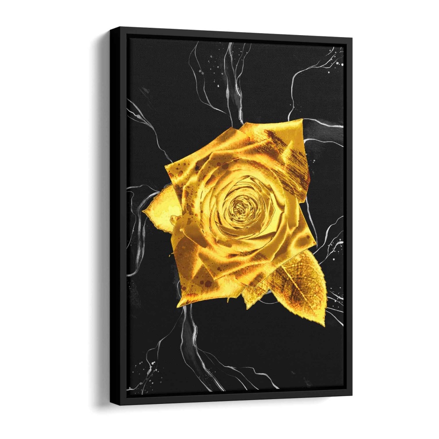 Goldener Rosenkopf Acryl Glas 40x30cm - ArtMind