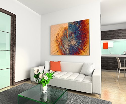 Paul Sinus Art XXL Fotoleinwand 120x80cm Vintage Gemälde eines Baum Querschnitts auf Leinwand exklusives Wandbild moderne Fotografie für ihre Wand in vielen Größen