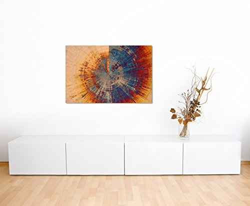 Paul Sinus Art XXL Fotoleinwand 120x80cm Vintage Gemälde eines Baum Querschnitts auf Leinwand exklusives Wandbild moderne Fotografie für ihre Wand in vielen Größen