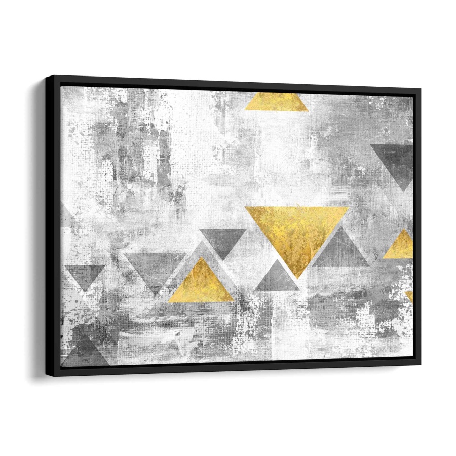 Abstract golden triangle Alu Weiß 80x60cm - ArtMind