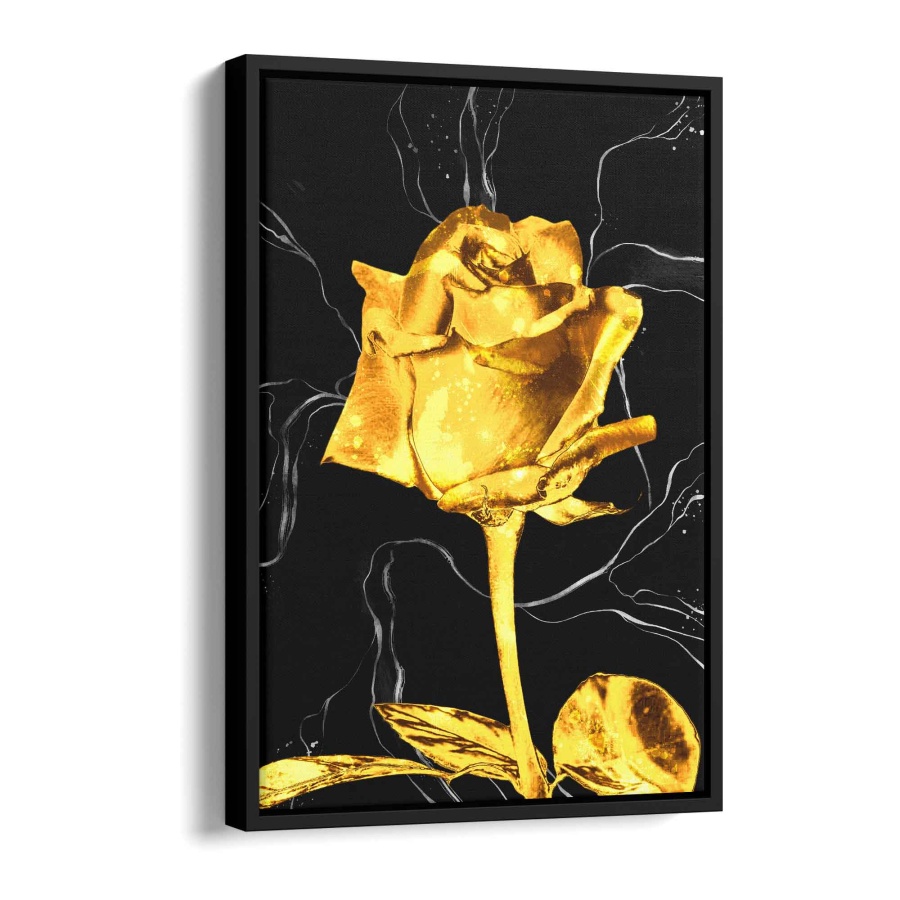 Goldene Rose Alu Weiß 40x30cm - ArtMind