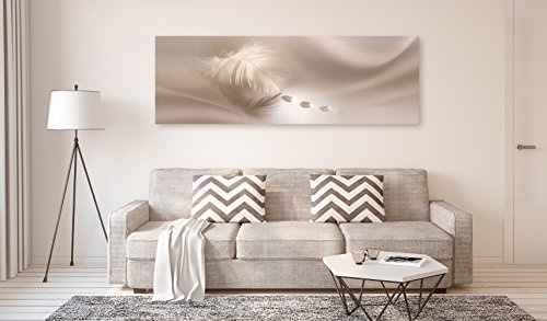 murando - Bilder 135x45 cm Vlies Leinwandbild 1 TLG Kunstdruck modern Wandbilder XXL Wanddekoration Design Wand Bild - Abstrakt Feder Wassertropfen Digital b-C-0160-b-a