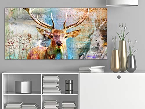murando Mega XXXL Hirsch Wandbild 160x80 cm - Einzigartiger XXL Kunstdruck zur Selbstmontage Leinwandbilder Moderne Bilder Wanddekoration - Deer Tiere Vintage g-C-0060-ak-f
