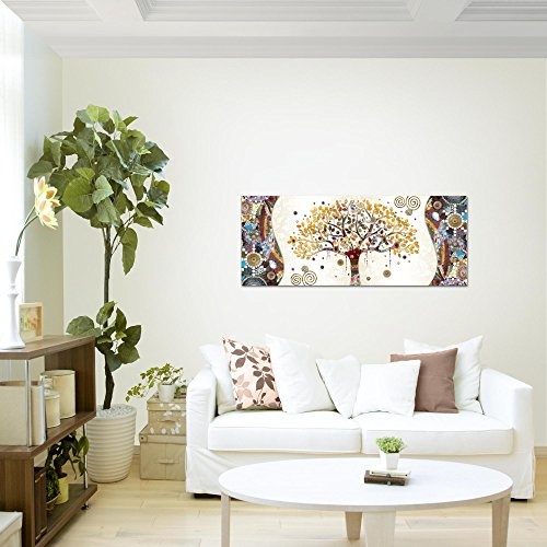 Bilder Gustav Klimt Baum des Lebens Wandbild Vlies - Leinwand Bild XXL Format Wandbilder Wohnzimmer Wohnung Deko Kunstdrucke MADE IN GERMANY - Fertig zum Aufhängen 004612a