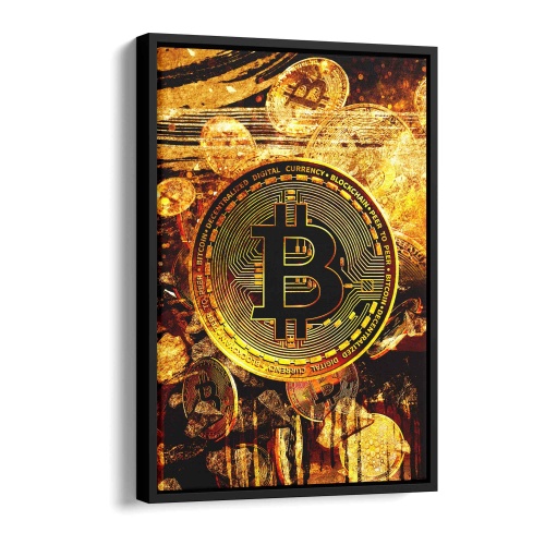 Bitcoin - Goldbaren Leinwandbild 120x80cm - ArtMind