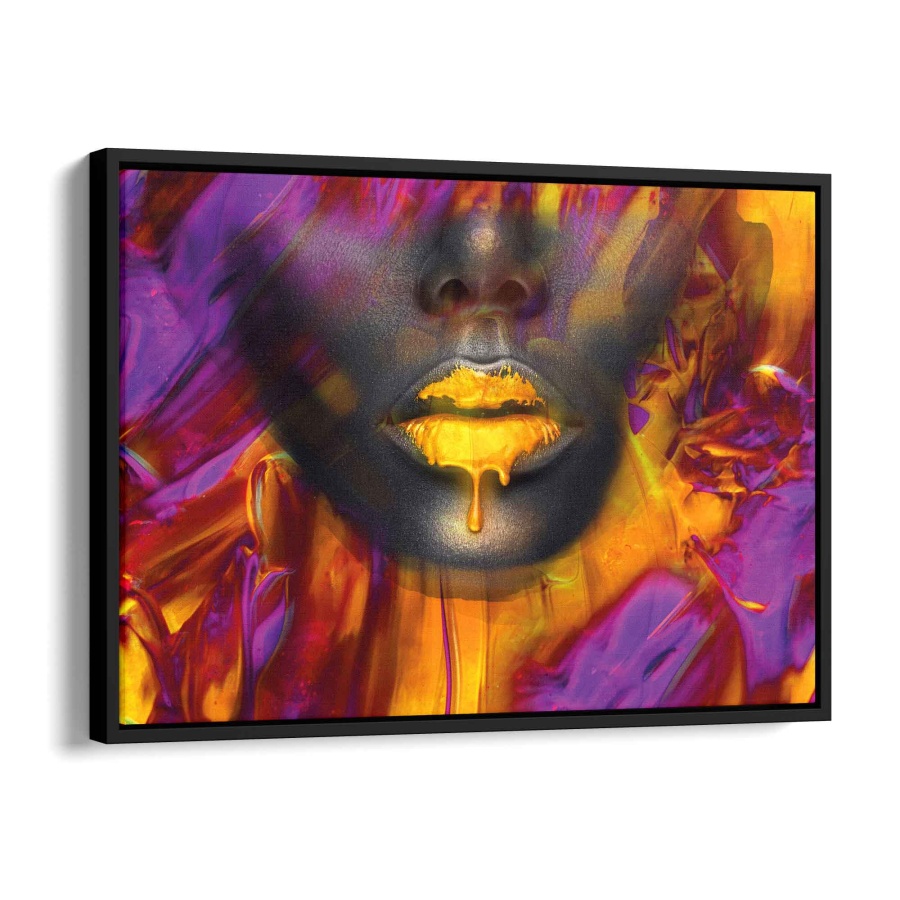 Goldene Lippen Acryl Glas 40x30cm - ArtMind