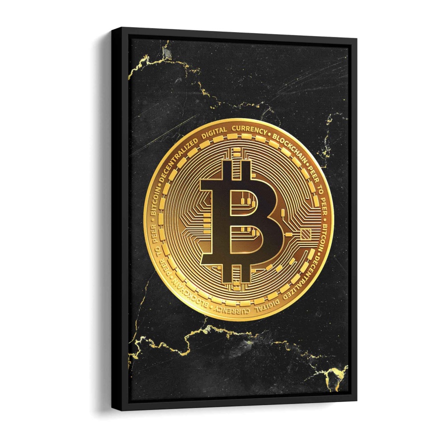 Bitcoin - gold Alu Weiß 120x80cm - ArtMind