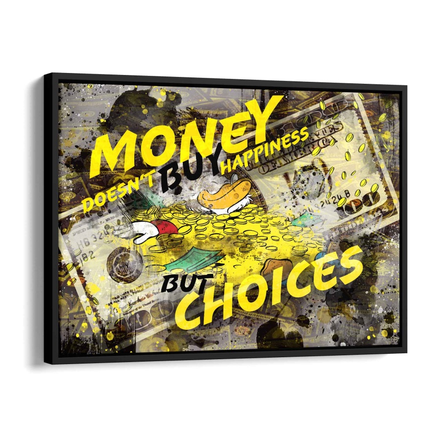 Money buy choices Leinwandbild 80x60cm - ArtMind