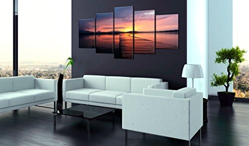 murando - Bilder 200x100 cm Vlies Leinwandbild 5 TLG Kunstdruck modern Wandbilder XXL Wanddekoration Design Wand Bild - Ozean Insel Natur Landschaft Sonnenuntergang c-B-0088-b-o