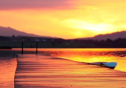 murando - Bilder 200x100 cm Vlies Leinwandbild 5 TLG Kunstdruck modern Wandbilder XXL Wanddekoration Design Wand Bild - Ozean Insel Natur Landschaft Sonnenuntergang c-B-0088-b-o