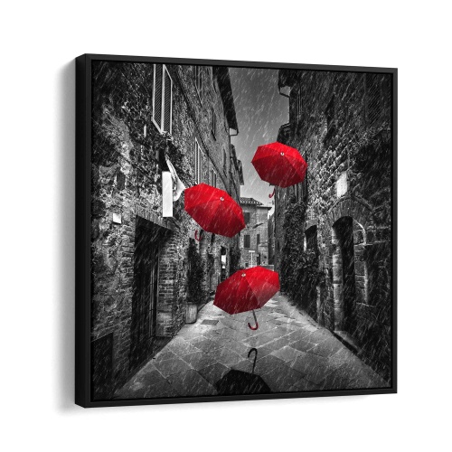 Red umbrella Leinwandbild 40x40cm - ArtMind