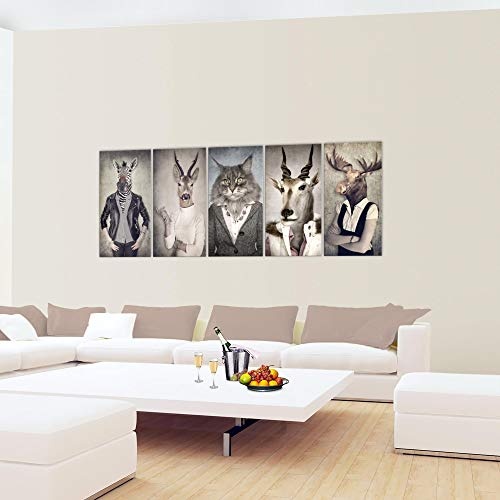 Runa Art Bilder Hirsch 200 x 80 cm - Vlies Leinwandbild - 5 Teilig - Kunstdruck - modern - Wandbilder XXL - Wanddekoration - Design - Wand Bild ! MADE IN GERMANY ! 018355a
