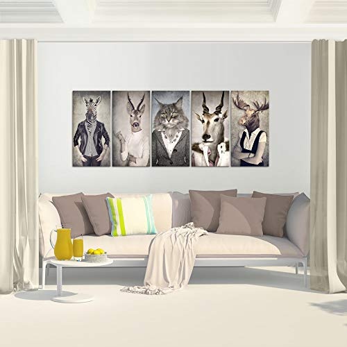 Runa Art Bilder Hirsch 200 x 80 cm - Vlies Leinwandbild - 5 Teilig - Kunstdruck - modern - Wandbilder XXL - Wanddekoration - Design - Wand Bild ! MADE IN GERMANY ! 018355a