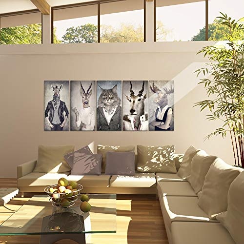 Runa Art Bilder Hirsch 200 x 80 cm - Vlies Leinwandbild - 5 Teilig - Kunstdruck - modern - Wandbilder XXL - Wanddekoration - Design - Wand Bild ! MADE IN GERMANY ! 018355a