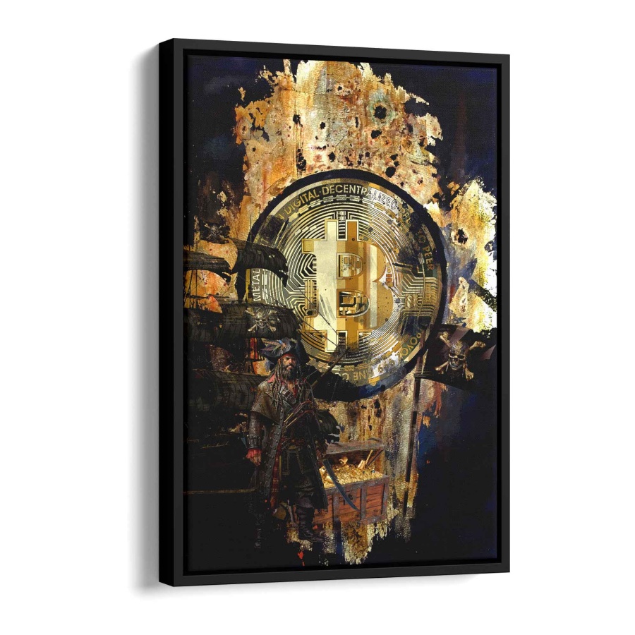 Bitcoin Pirat Alu Gebürstet 40x30cm - ArtMind