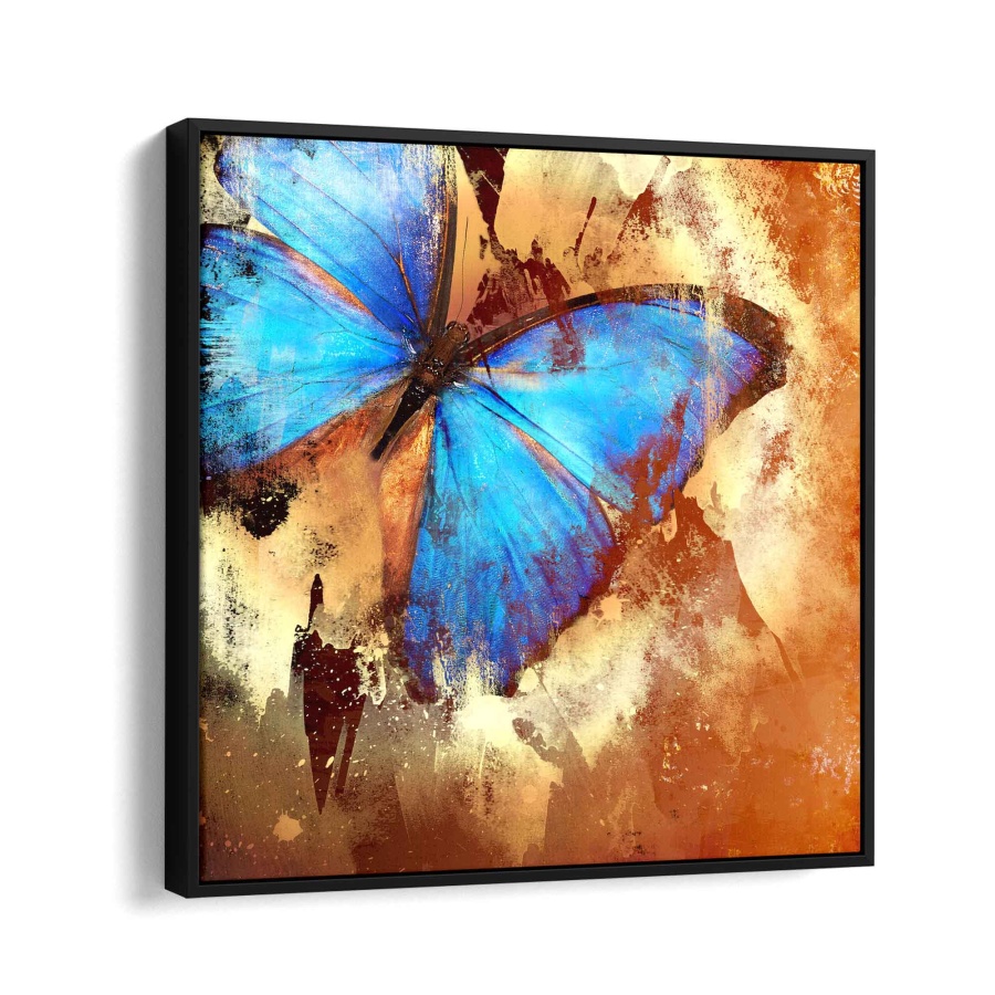 Blue Butterfly Alu Weiß 60x60cm - ArtMind