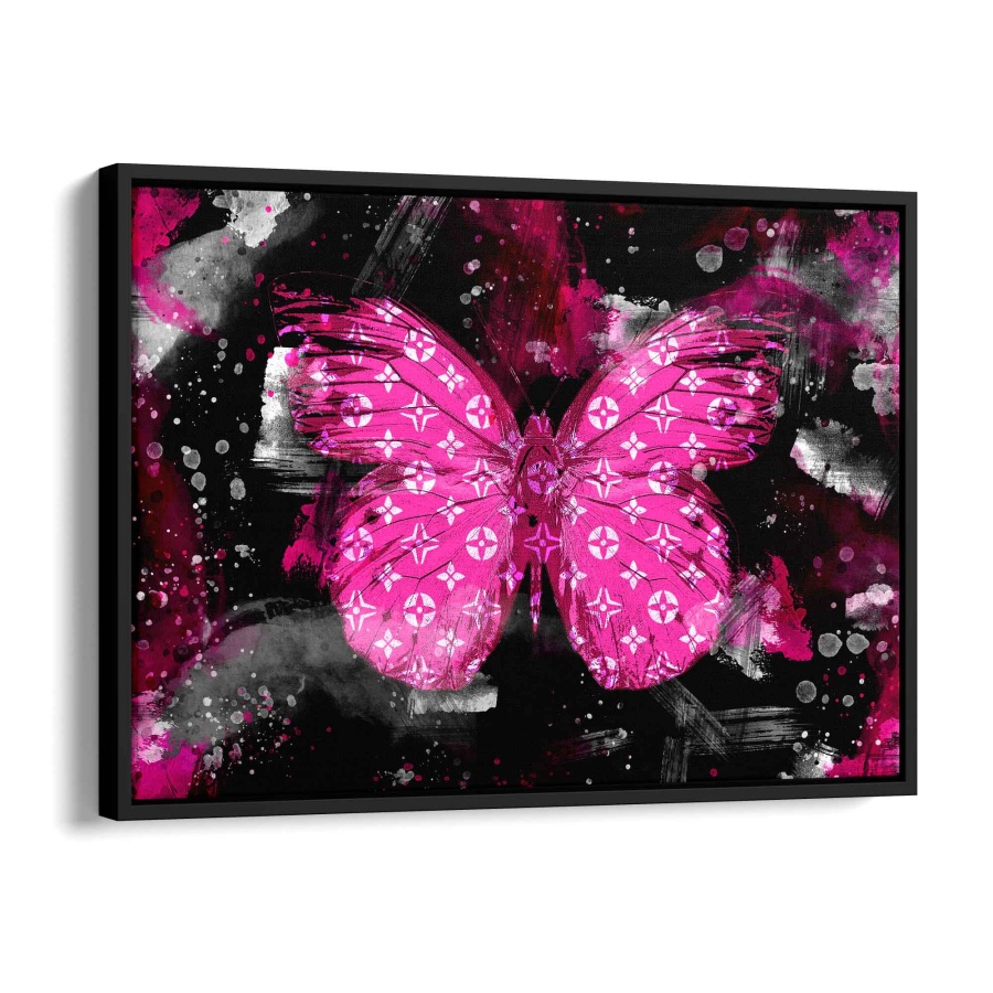 Schmetterling - Rosa Edition Alu Gebürstet 80x60cm -...