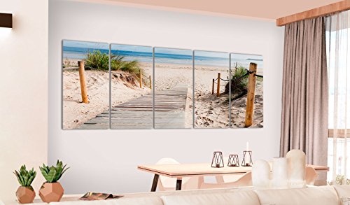 murando - Bilder Strand 200x80 cm Vlies Leinwandbild 5 TLG Kunstdruck modern Wandbilder XXL Wanddekoration Design Wand Bild - Landschaft Meer c-C-0178-b-m