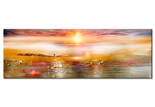 murando - Bilder 150x50 cm Vlies Leinwandbild 1 TLG Kunstdruck modern Wandbilder XXL Wanddekoration Design Wand Bild - Landschaft wie gemalt Abstrakt Meer Sonne c-A-0111-b-c