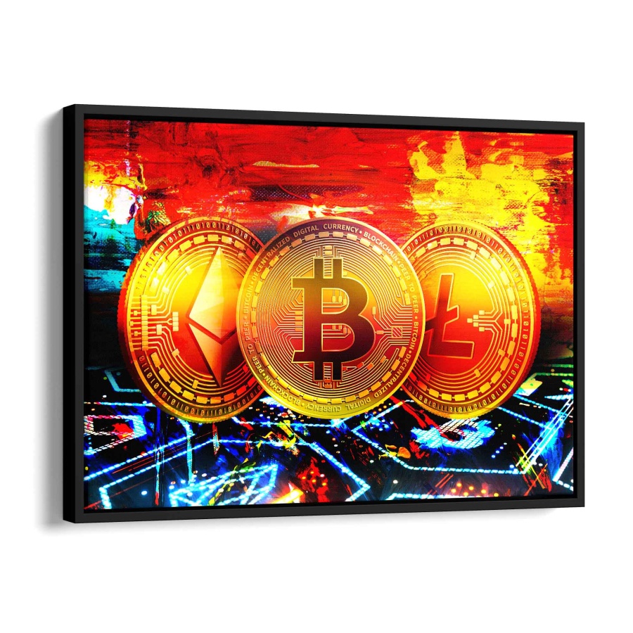 Crypto Coins Acryl Glas 120x80cm - ArtMind