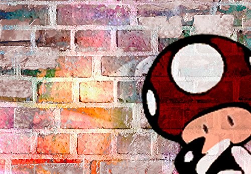 murando - Bilder Mario 135x90 cm Vlies Leinwandbild 3 Teilig Kunstdruck modern Wandbilder XXL Wanddekoration Design Wand Bild - Banksy Street Art bunt Ziegel i-C-0100-b-e