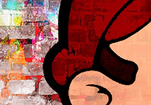 murando - Bilder Mario 135x90 cm Vlies Leinwandbild 3 Teilig Kunstdruck modern Wandbilder XXL Wanddekoration Design Wand Bild - Banksy Street Art bunt Ziegel i-C-0100-b-e