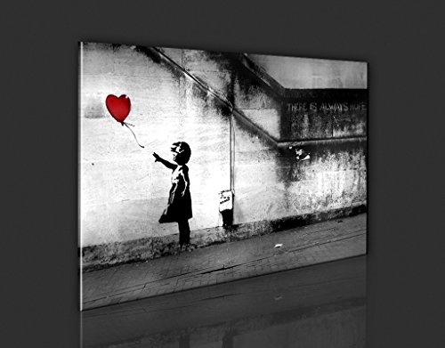 murando - Bilder Banksy Girl with red Balloon 60x40 cm Vlies Leinwandbild 1 TLG Kunstdruck modern Wandbilder XXL Wanddekoration Design Wand Bild - There is Always Hope 020115-26
