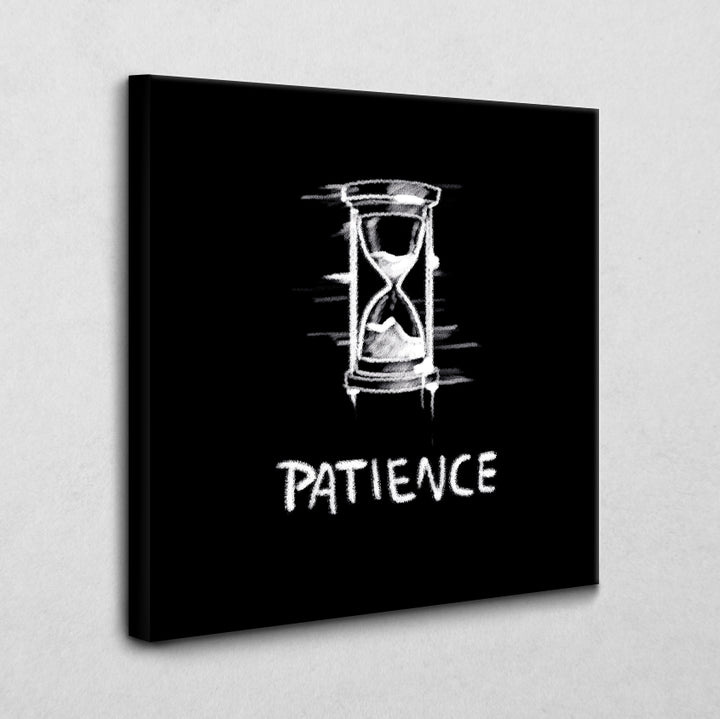 Leinwandbild Geduld Icon Englisch schwarz