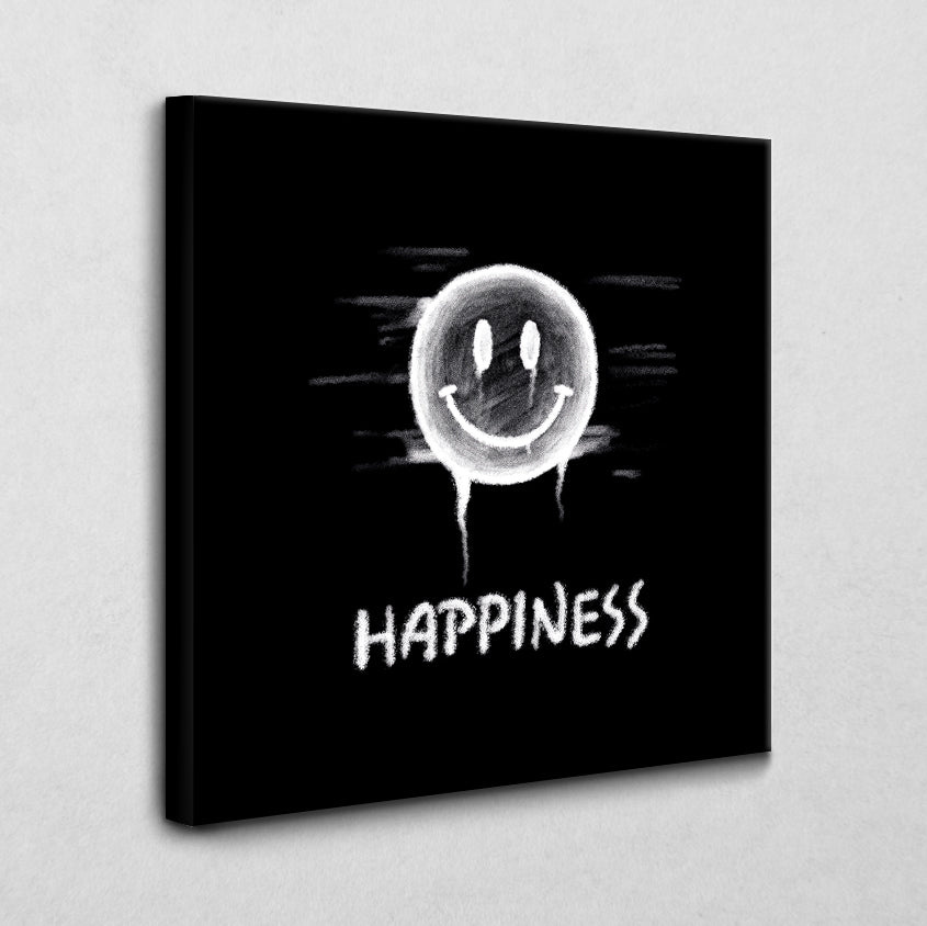Leinwandbild Happiness Icon schwarz