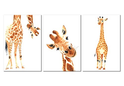 murando - Bilder Giraffe 120x60 cm Vlies Leinwandbild 3 Teilig Kunstdruck modern Wandbilder XXL Wanddekoration Design Wand Bild - Tier weiß g-B-0079-b-e