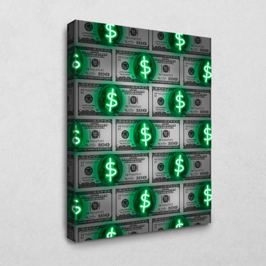 Leinwandbild Neon Dollar