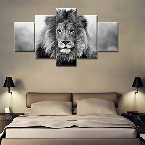 zxddzl 5 stück leinwand Bilder schwarz - weiße Tier löwe Bilder Home Decor Poster drucken Mauer - Kunst