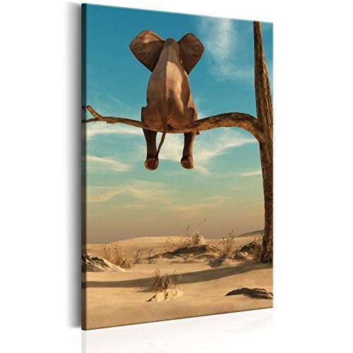 murando - Bilder 40x60 cm Vlies Leinwandbild 1 TLG Kunstdruck modern Wandbilder XXL Wanddekoration Design Wand Bild - Elefant Baum Wüste Tier Natur für Kinder g-B-0033-b-b