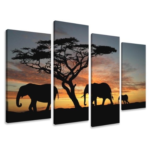 Visario Leinwandbilder 6066 Bilder auf Leinwand Afrika Tiere Savanne, 130 x 80 cm