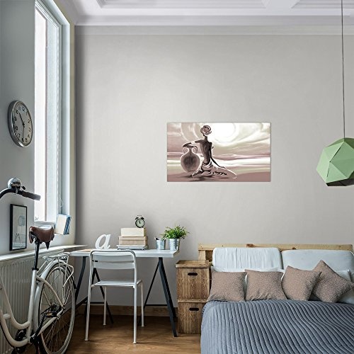 Bild Afrika Frau Wandbild Vlies - Leinwand Bilder XXL Format Wandbilder Wohnzimmer Wohnung Deko Kunstdrucke Rosa Grau 1 Teilig - MADE IN GERMANY - Fertig zum Aufhängen 000914b