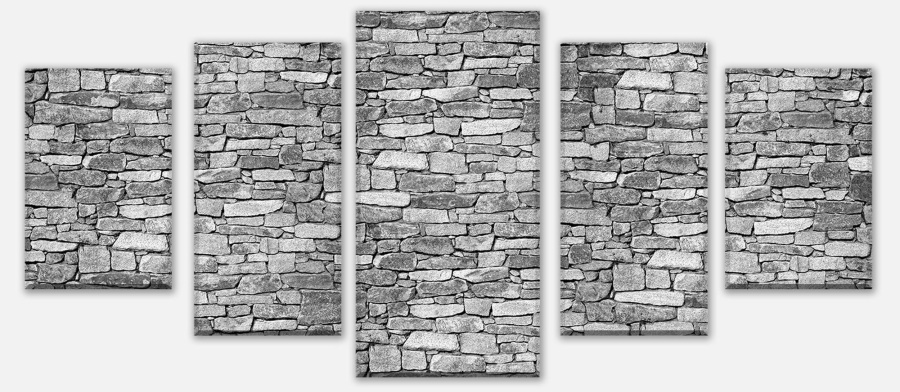 Leinwandbild Natursteinmauer Grau