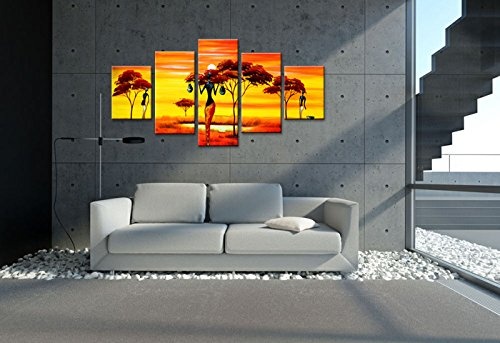 Visario 5584 Bilder und Kunstdrucke auf Leinwand Bild 160 x 80 cm Afrika fünfteilig
